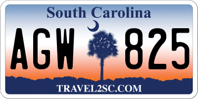 SC license plate AGW825