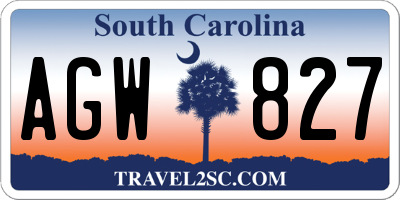 SC license plate AGW827