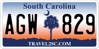 SC license plate AGW829