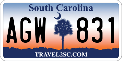 SC license plate AGW831