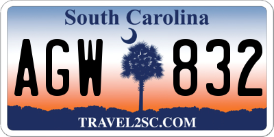 SC license plate AGW832