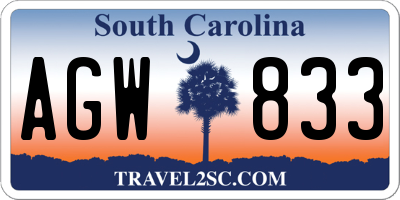 SC license plate AGW833