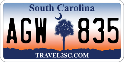 SC license plate AGW835