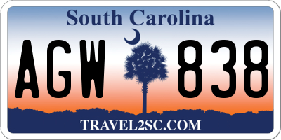 SC license plate AGW838
