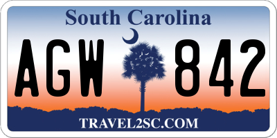 SC license plate AGW842