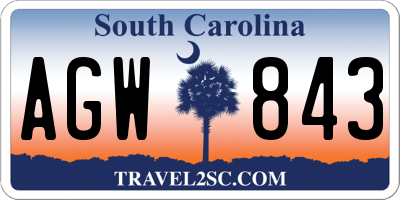 SC license plate AGW843