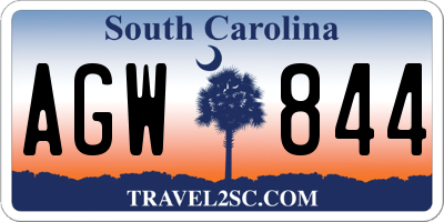 SC license plate AGW844