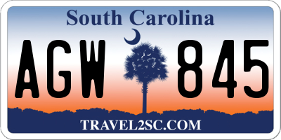 SC license plate AGW845