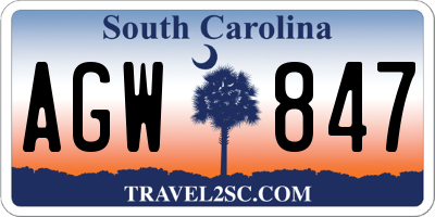 SC license plate AGW847