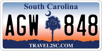 SC license plate AGW848