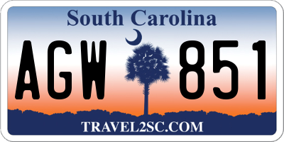 SC license plate AGW851