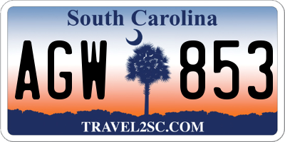 SC license plate AGW853