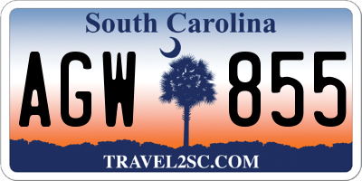 SC license plate AGW855