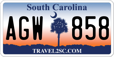 SC license plate AGW858