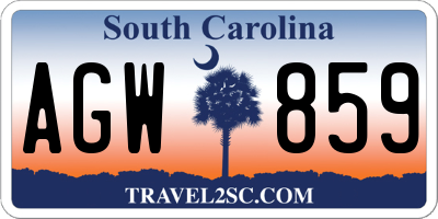 SC license plate AGW859