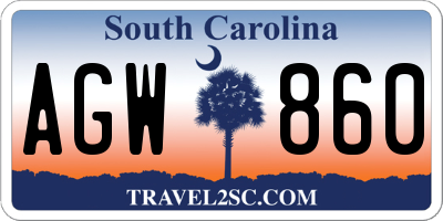 SC license plate AGW860