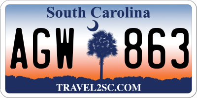 SC license plate AGW863