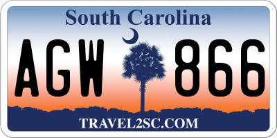 SC license plate AGW866