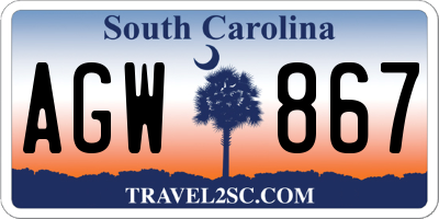SC license plate AGW867