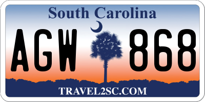 SC license plate AGW868