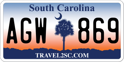 SC license plate AGW869