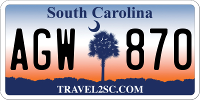 SC license plate AGW870