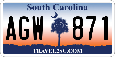 SC license plate AGW871