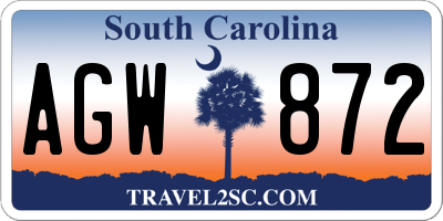 SC license plate AGW872