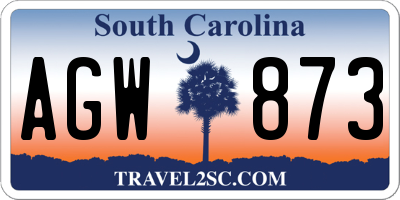 SC license plate AGW873