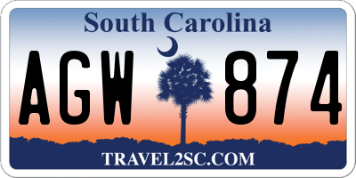 SC license plate AGW874