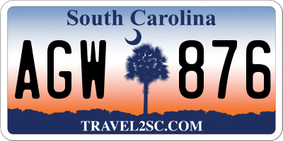 SC license plate AGW876
