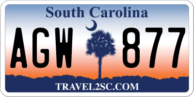 SC license plate AGW877