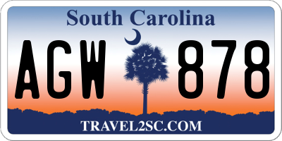 SC license plate AGW878