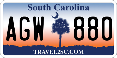 SC license plate AGW880