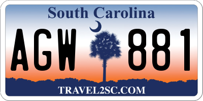 SC license plate AGW881