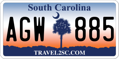 SC license plate AGW885