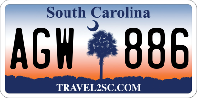 SC license plate AGW886