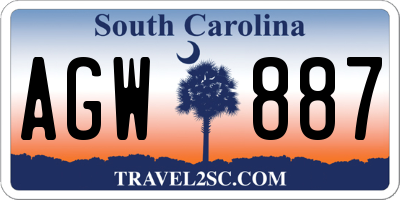 SC license plate AGW887