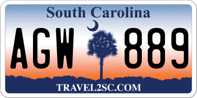 SC license plate AGW889