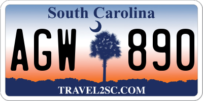 SC license plate AGW890