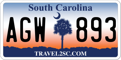 SC license plate AGW893