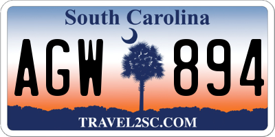 SC license plate AGW894