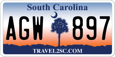 SC license plate AGW897