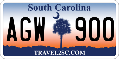 SC license plate AGW900