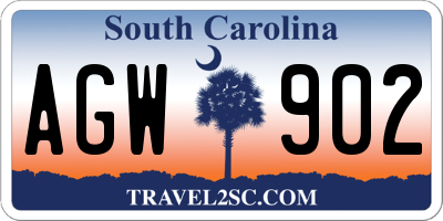 SC license plate AGW902