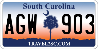 SC license plate AGW903