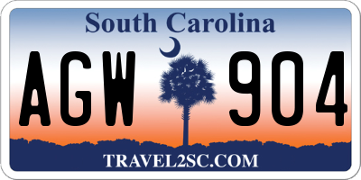 SC license plate AGW904