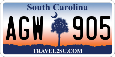 SC license plate AGW905