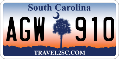 SC license plate AGW910