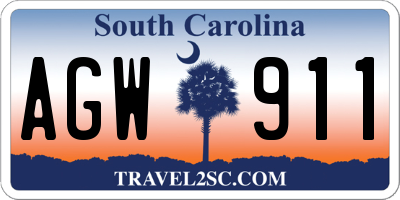 SC license plate AGW911